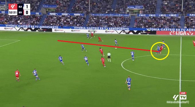 Agoume's extremely good slot pass for Lukebakio