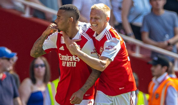 Jesus is wearing the number 9 shirt, and Zinchenko wears the number 17 shirt at Arsenal