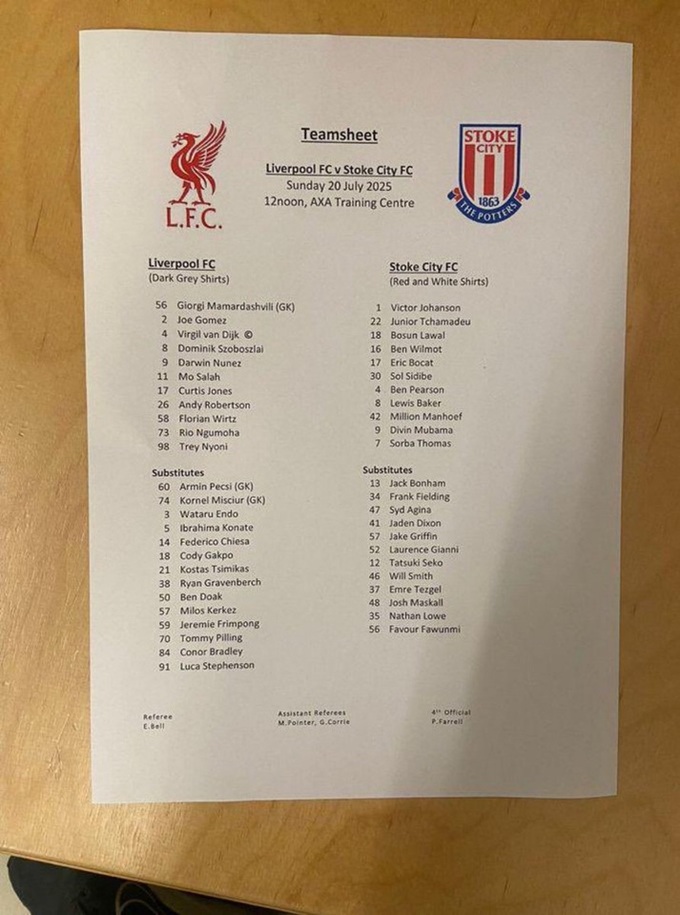 Rookie Florian Wirtz is named in the starting lineup, in the role "Number 10"