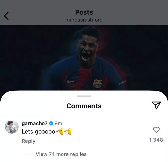 Garnacho's remarkable comment with Rashford's post