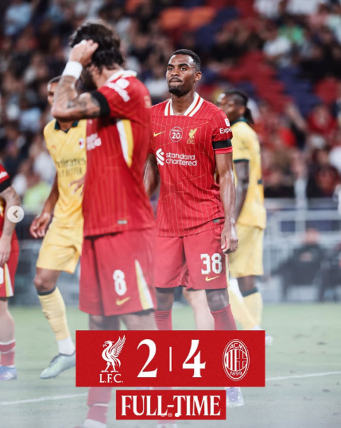 Liverpool received 2-4 defeats against Milan