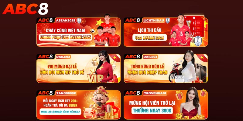 Top các sự kiện khuyến mãi ABC8 phổ biến nhất hiện nay