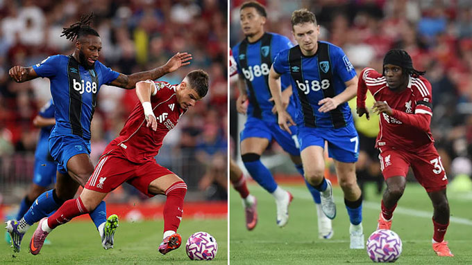 Both Kerkez (left) and Frimpong play efforts in the opening match of the Premier League